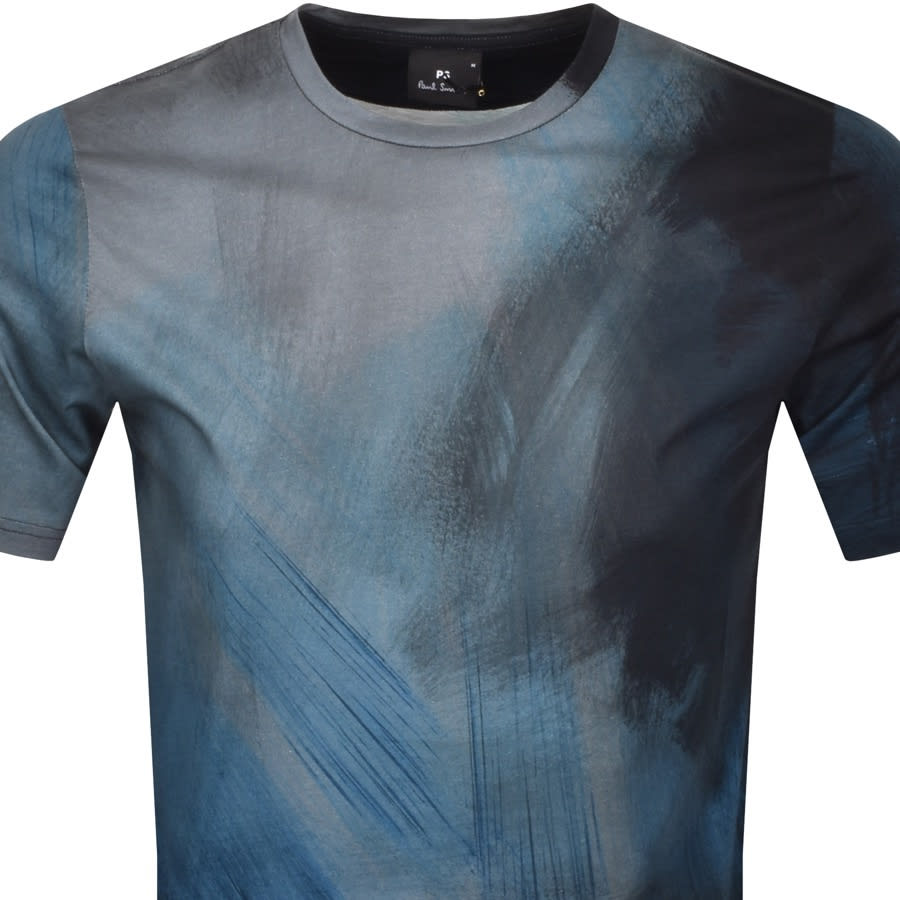 Alternative Image for ProductPS By Paul Smith Paint Stroke T Shirt Blue2